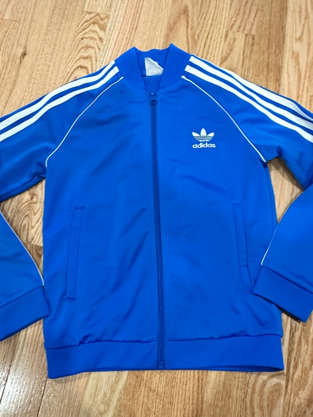 Adidas Blue Trefoil Track Jacket - White Stripes